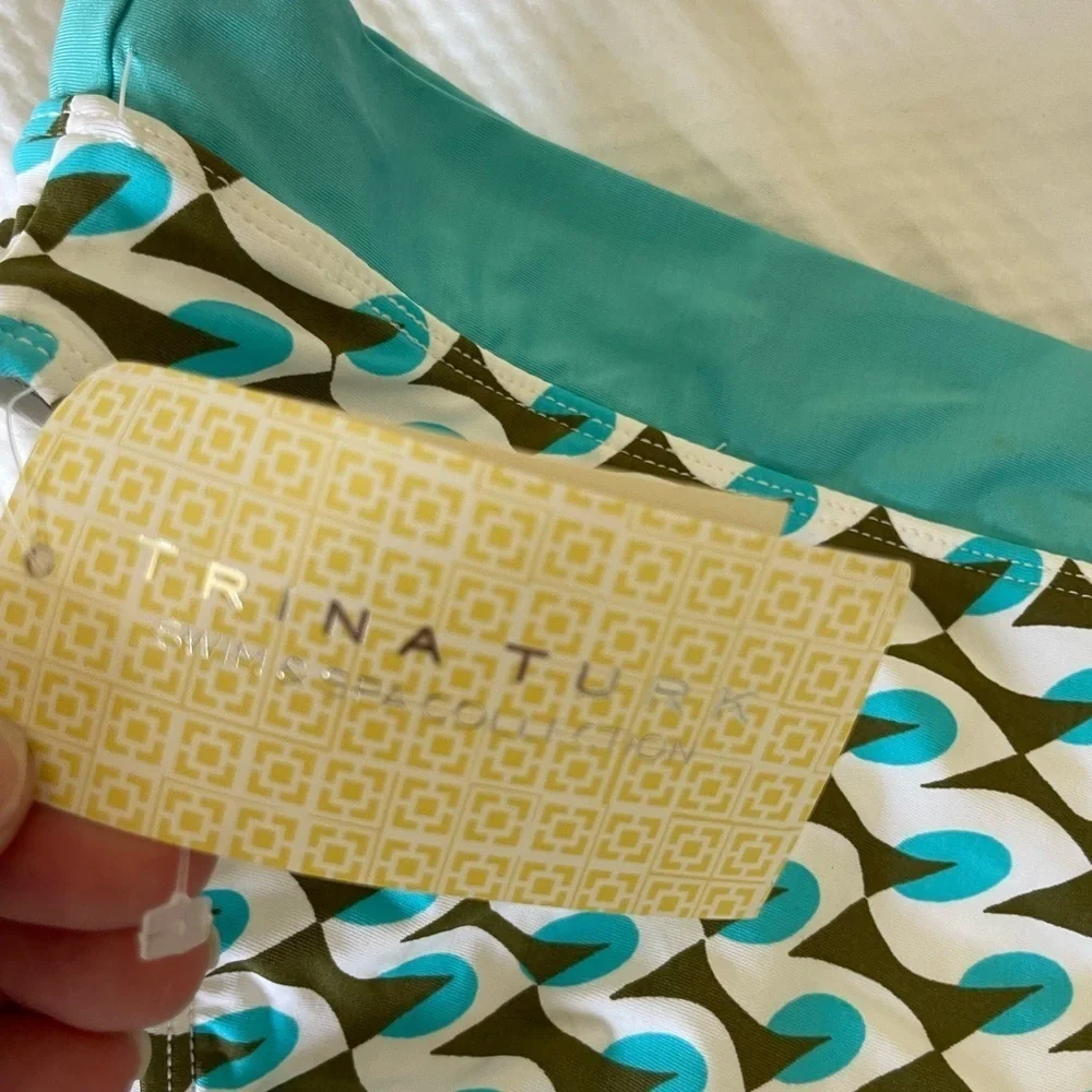 Trina Turk Aqua and Brown Wave Bikini Bottom